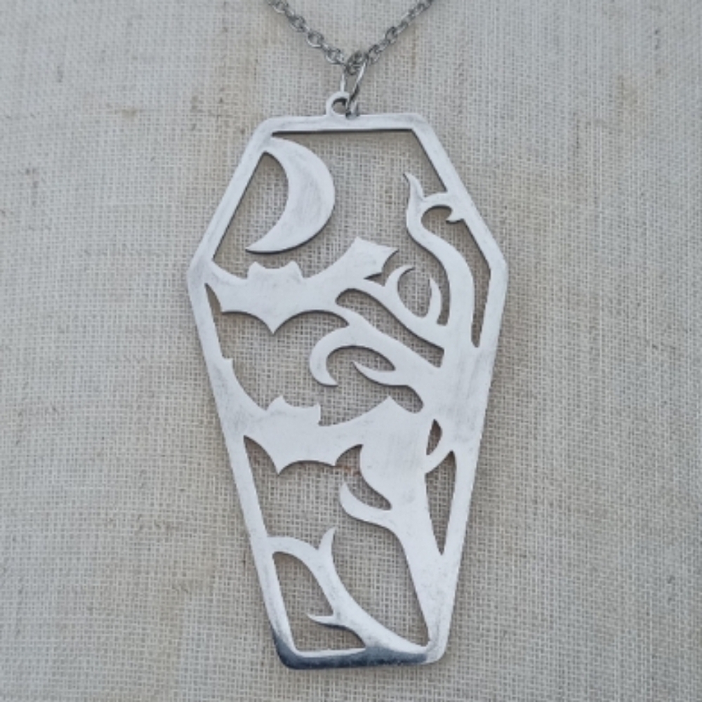 ❤️ 2/$20 Gothic Moon Bats Witchy Stainless Steel Necklace